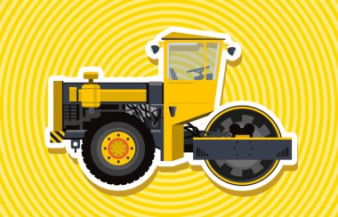 Sarı büyük roller konturlu yollar oluşturur. İnşaat Makinaları ve zemin çalışmaları.