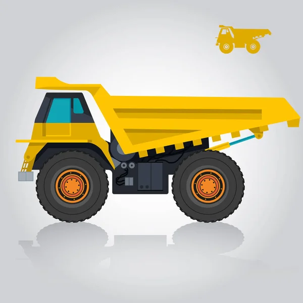 Yellow big truck. Construction machinery and ground works. — Stock Vector