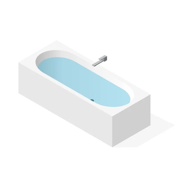 Moderna bañera llena de agua. Bañera vectorial, perspectiva isométrica . — Vector de stock