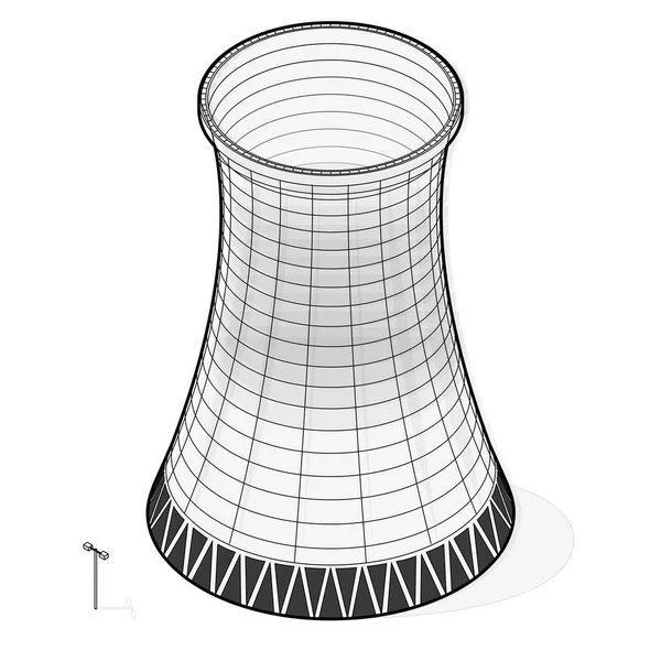 Векторна охолоджуюча вежа електростанції. Бетонна теплоелектростанція вежа . — стоковий вектор