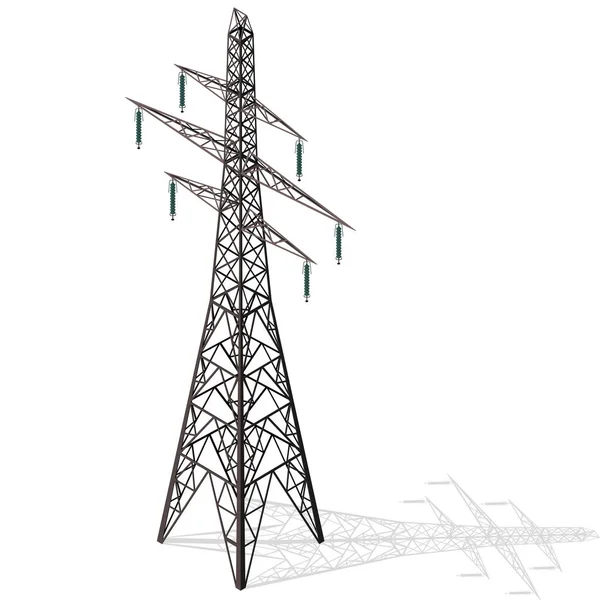 Vector högspänning pylon på vit bakgrund, isometrisk 3d-perspektiv. — Stock vektor