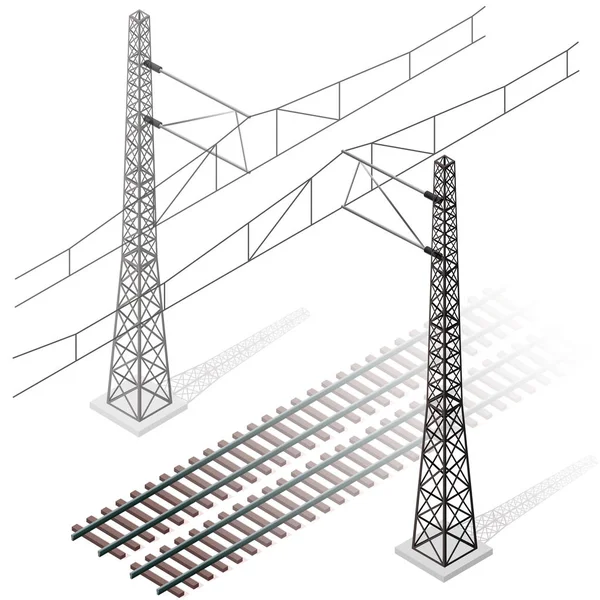 Vektor železnice v izometrické 3d perspektivy izolovaných na bílém pozadí. — Stockový vektor