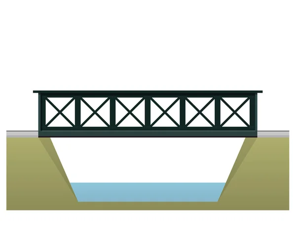 Ponte del treno vettoriale, vista laterale 2d, isolato su sfondo bianco . — Vettoriale Stock