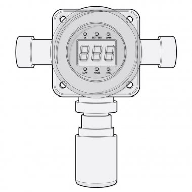Vector gas detector. Outlined gas meter with digital LCD display. clipart