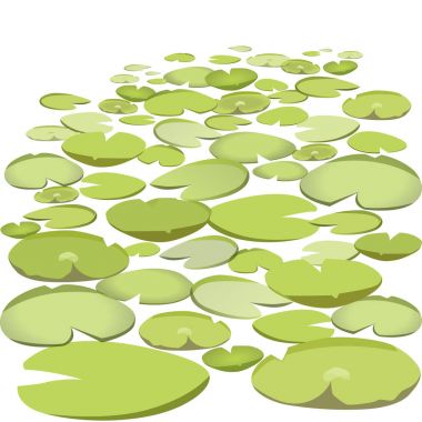 Grup vektör yüzeyinde yüzen nilüferler. Yeşil lowpoly nilüfer.