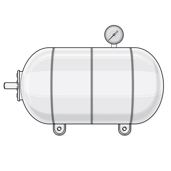 Recipiente a presión perfilado para agua, gas, aire. Depósito de presión para el almacenamiento de material . — Vector de stock