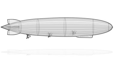 Efsanevi zeppelin zeplin. Stilize uçan balon. Zeplin dümen ve Pervaneleri.