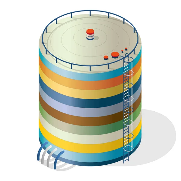 Legrační pestré vodní nádrž izometrický budování informační grafiku. Pestrobarevné vodní nádrž. — Stockový vektor