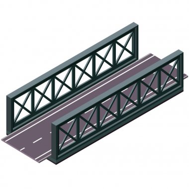 Asfalt yol ile beyaz arka plan üzerinde izole 3d izometrik perspektif Bridge'de vektör.