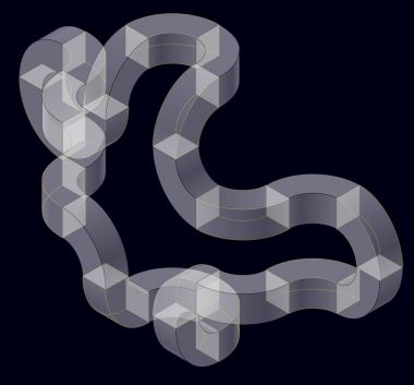 Siyah arka plan üzerine izole izometrik kemerli şekil.