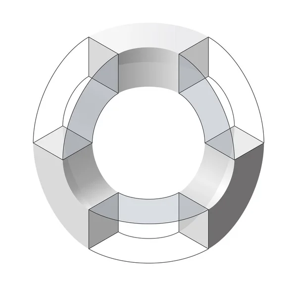 Abstracte gebogen vectorvorm. Isometrische merk van wetenschappelijke instelling, onderzoekscentrum, biologische laboratoria. — Stockvector