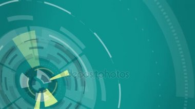 Mavi soyut yuvarlak animasyon, daireler ile yüksek teknoloji arka plan. Fütüristik Sci-Fi Hud etkisi.