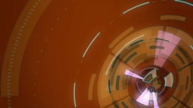 Kırmızı soyut yuvarlak animasyon, daireler ile yüksek teknoloji arka plan. Fütüristik Sci-Fi Hud etkisi.