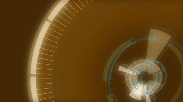 Animação redonda abstrata vermelha, fundo oi-tech com círculos. Efeito HUD de ficção científica futurista . — Vídeo de Stock