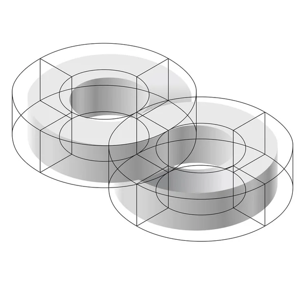 Forma de vector curvado abstracto. Marca isométrica de la institución científica, centro de investigación, laboratorios biológicos . — Archivo Imágenes Vectoriales