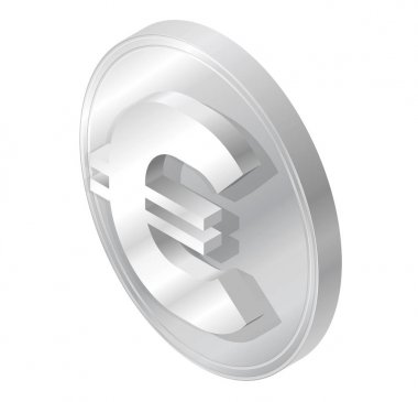 İzometrik perspektif içinde Euro para logosu. Modern minimalist gri Stilizasyon parça sembolü. Avrupa Birliği para birimi, grafik simge Internet yatırım. Üç boyutlu sembolü, kova işareti.