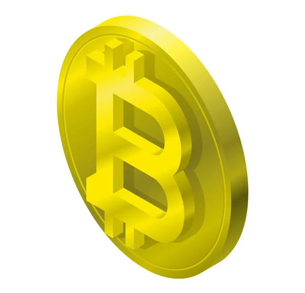 Bitcoin Złoty Znak Monety Perspektywie Izometrycznej Nowoczesny Symbol Kryptowaluta Minimalistycznym — Wektor stockowy