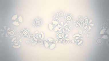 Beyaz arka plan üzerinde stilize kar taneleri. Soyut yuvarlak animasyon, daireler ile yüksek teknoloji arka plan. Fütüristik Sci-Fi Hud etkisi. Tekerlek teknoloji Merkezi görme. İnce Mekanik vites.