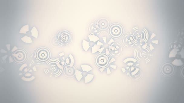 白色背景上的风格化雪花 抽象圆形动画 Tech 背景与圆圈 未来的科幻效果 技术中车轮的中心视线 精密机械齿轮 — 图库视频影像