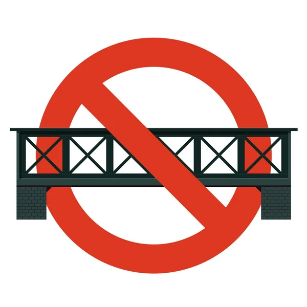 Prohibición Del Puente Ferroviario Prohibición Estricta Construir Puentes Prohibida Detenga — Archivo Imágenes Vectoriales