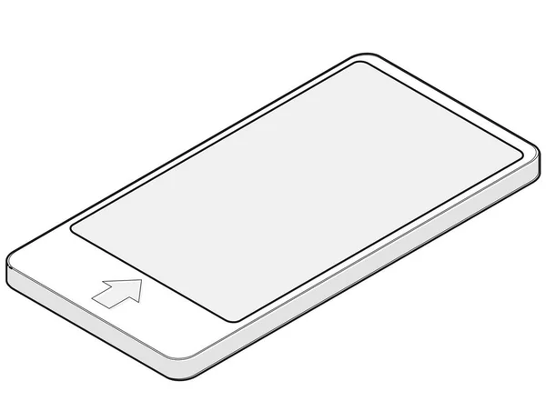 Vector Delineato Cellulare Prospettiva Isometrica Tecnologia Wireless Smartphone Nero Tablet — Vettoriale Stock