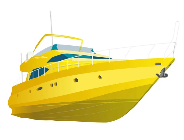 Motoscafo Giallo Yacht Mare Pesca Tempo Libero Motoscafo Costoso Lusso — Vettoriale Stock