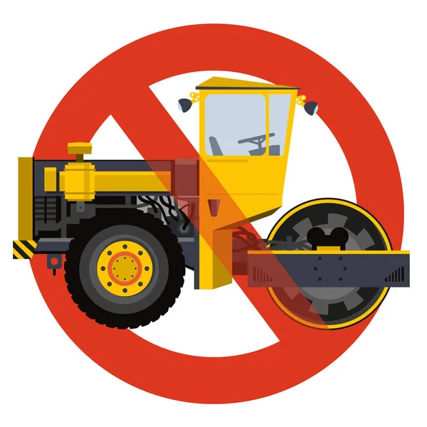 Zakaz Roadroller Symbol Wejścia Ciężkie Pojazdy Ścisłe Znak Zakazu Należy — Wektor stockowy