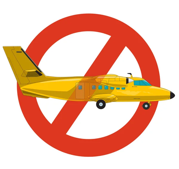 Verbod Van Vliegtuig Streng Verbod Bouw Van Vliegtuigen Verbieden Stop — Stockvector