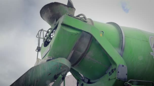 Gele Betonmixers Gieten Pomp Detail Van Bouwmachines Grond Werken Betonnen — Stockvideo