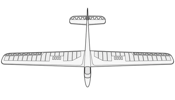 Planeador Modelo Plano Tierra Hermoso Avión Sutil Alas Madera Balsa — Archivo Imágenes Vectoriales