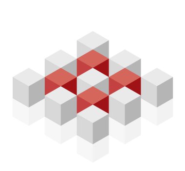 Soyut küp vektör şekli teknolojik gelişimi, Nanoteknoloji bileşen anımsatan. İzometrik marka bilimsel kurum, Araştırma Merkezi, laboratuar. Minimalist blok şekli