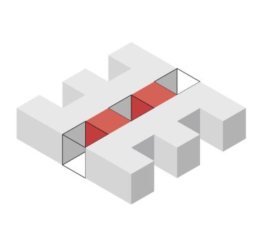 Soyut küp vektör şekli teknolojik gelişimi, Nanoteknoloji bileşen anımsatan. İzometrik marka bilimsel kurum, Araştırma Merkezi, laboratuar. Minimalist blok şekli