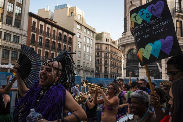 Sok Ember Szexuális Sokszínűségért Madridban Spanyolországban Rendezett Felvonuláson — Stock Fotó