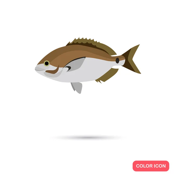 Ikona płaski kolor grouper morze — Wektor stockowy