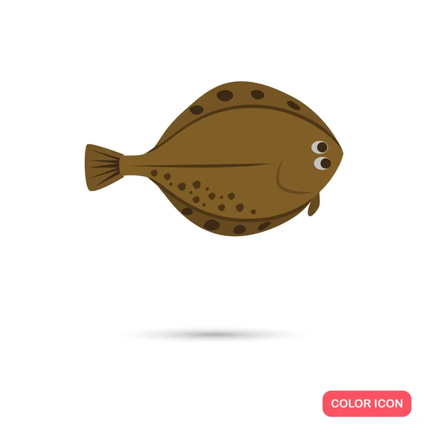 Colore Flounder icona piatta — Vettoriale Stock