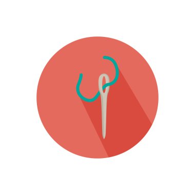 Dikiş iğne ve iplik renk düz simgesi