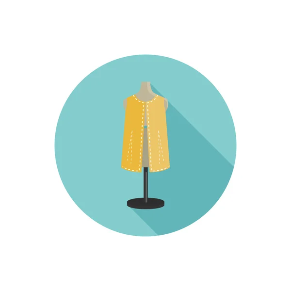 Nedokončené oblečení na ikonu plochý barevný manekýn — Stockový vektor