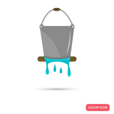 Boya düz simgesi ile Inşaat kova. Stok Vektör simgesi. Web ve mobil tasarım için illüstrasyon