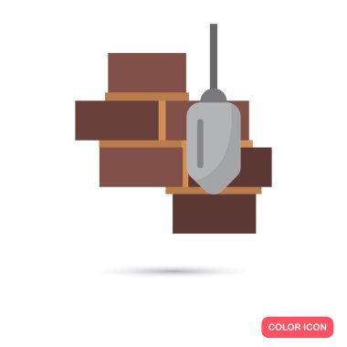 Renkli tuğla duvar ve koç düz simgesi. Stok Vektör simgesi. Web ve mobil tasarım için illüstrasyon
