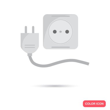 Renk elektrik soketi düz simgesi. Stok Vektör simgesi. Web ve mobil tasarım için illüstrasyon