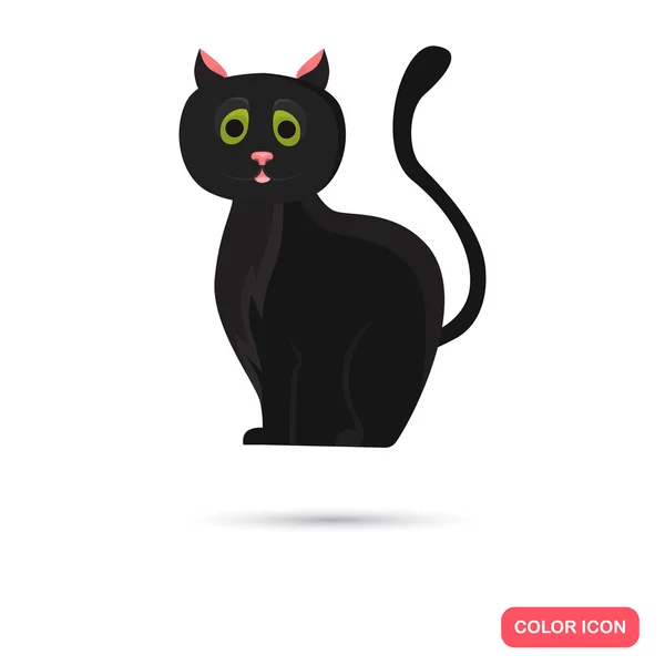 Cor gato preto no estilo dos desenhos animados. Ícone Stock Vector. Ilustração para web e design móvel — Vetor de Stock