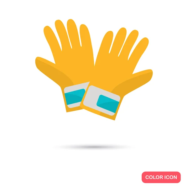 Guantes de construcción de color icono plano. Icono de vector de stock. Ilustración para diseño web y móvil — Archivo Imágenes Vectoriales