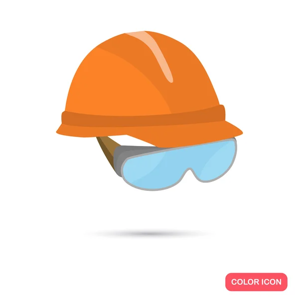 Casque de construction couleur et lunettes icône plate. Image vectorielle de stock. Illustration pour web et mobile design — Image vectorielle