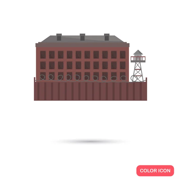 Kleur gevangenis gebouw platte pictogram. Vector voorraadpictogram. Illustratie voor het web en mobiele apparatuur — Stockvector