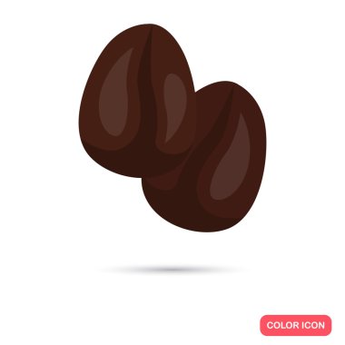 Düz kahve taneleri simge renk. Düz tasarım