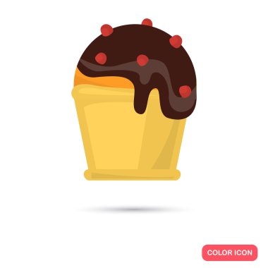 Renk düz çikolata cacke simgesi. Düz tasarım