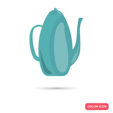 Düz seramik çaydanlık simge renk. Düz tasarım