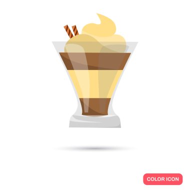 Renk düz krem tatlı simgesi. Düz tasarım