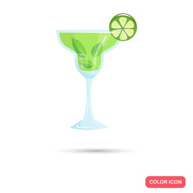 Renk düz kokteyl simgesi. Düz tasarım