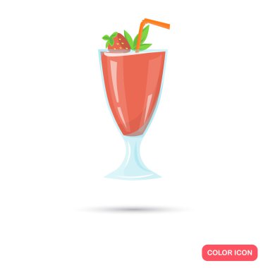 Renk düz alkol kokteyl simgesi. Düz tasarım